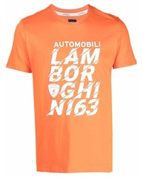 T-shirt à col rond imprimé orange Automobili Lamborghini