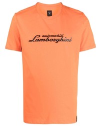 T-shirt à col rond imprimé orange Automobili Lamborghini