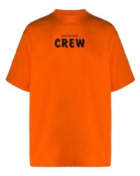 T-shirt à col rond imprimé orange Balenciaga