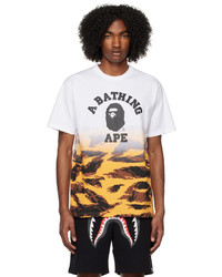 T-shirt à col rond imprimé orange BAPE