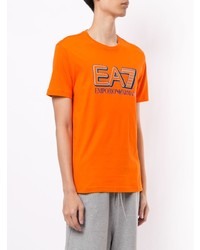 T-shirt à col rond imprimé orange Ea7 Emporio Armani