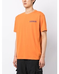 T-shirt à col rond imprimé orange Napapijri