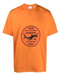 T-shirt à col rond imprimé orange Burberry