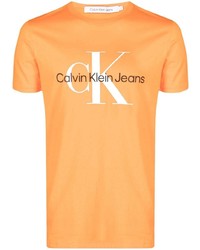 T-shirt à col rond imprimé orange Calvin Klein Jeans