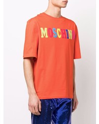 T-shirt à col rond imprimé orange Moschino