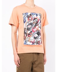 T-shirt à col rond imprimé orange Comme des Garcons Homme Deux