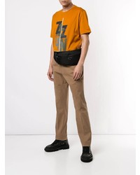 T-shirt à col rond imprimé orange Ermenegildo Zegna