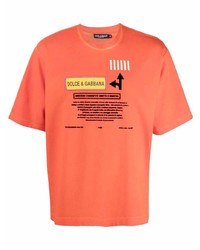 T-shirt à col rond imprimé orange Dolce & Gabbana