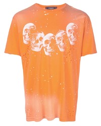 T-shirt à col rond imprimé orange DOMREBEL