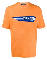 T-shirt à col rond imprimé orange DSQUARED2