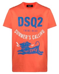 T-shirt à col rond imprimé orange DSQUARED2