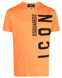 T-shirt à col rond imprimé orange DSQUARED2