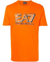 T-shirt à col rond imprimé orange Ea7 Emporio Armani