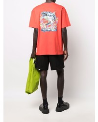 T-shirt à col rond imprimé orange MSGM