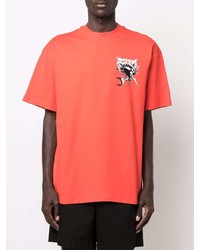 T-shirt à col rond imprimé orange MSGM