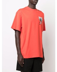 T-shirt à col rond imprimé orange MSGM