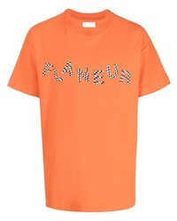 T-shirt à col rond imprimé orange Flaneur Homme