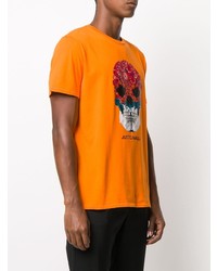 T-shirt à col rond imprimé orange Just Cavalli