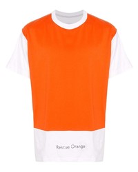 T-shirt à col rond imprimé orange Fumito Ganryu