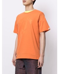 T-shirt à col rond imprimé orange A Bathing Ape