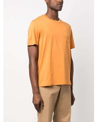 T-shirt à col rond imprimé orange Brioni