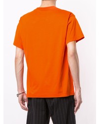 T-shirt à col rond imprimé orange Fumito Ganryu