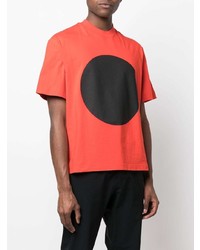 T-shirt à col rond imprimé orange Moncler