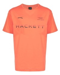 T-shirt à col rond imprimé orange Hackett