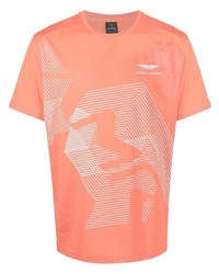 T-shirt à col rond imprimé orange Hackett