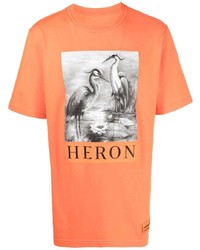 T-shirt à col rond imprimé orange Heron Preston