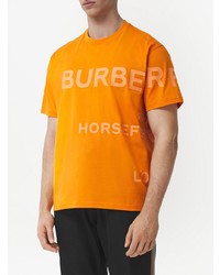 T-shirt à col rond imprimé orange Burberry