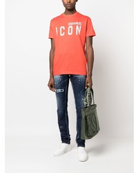 T-shirt à col rond imprimé orange DSQUARED2