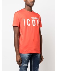 T-shirt à col rond imprimé orange DSQUARED2