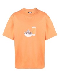 T-shirt à col rond imprimé orange Jacquemus