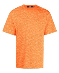 T-shirt à col rond imprimé orange Karl Lagerfeld