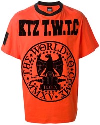 T-shirt à col rond imprimé orange Kokon To Zai