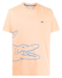 T-shirt à col rond imprimé orange Lacoste