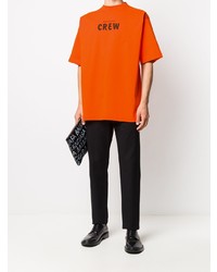 T-shirt à col rond imprimé orange Balenciaga