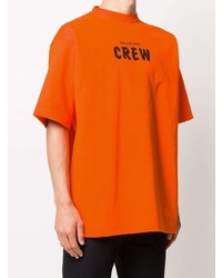 T-shirt à col rond imprimé orange Balenciaga