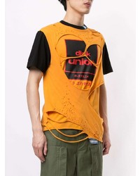 T-shirt à col rond imprimé orange Maison Mihara Yasuhiro