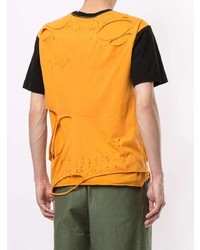 T-shirt à col rond imprimé orange Maison Mihara Yasuhiro