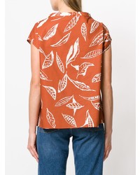 T-shirt à col rond imprimé orange Aspesi
