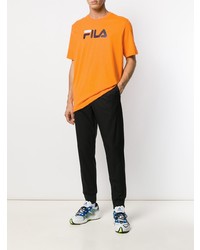 T-shirt à col rond imprimé orange Fila