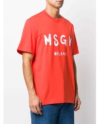 T-shirt à col rond imprimé orange MSGM