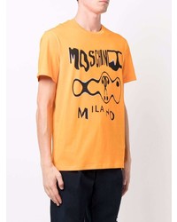 T-shirt à col rond imprimé orange Moschino