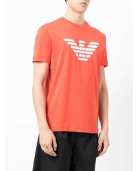 T-shirt à col rond imprimé orange Emporio Armani