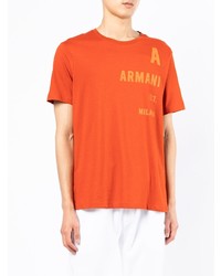 T-shirt à col rond imprimé orange Armani Exchange