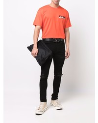 T-shirt à col rond imprimé orange Amiri