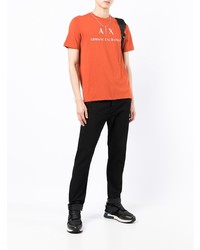 T-shirt à col rond imprimé orange Armani Exchange