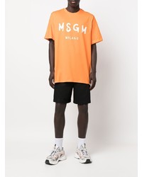 T-shirt à col rond imprimé orange MSGM